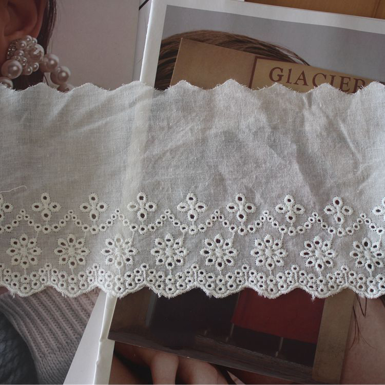 Embroidery Cotton Lace Width 9-11 cm EF0018-Lace Fabric Shop