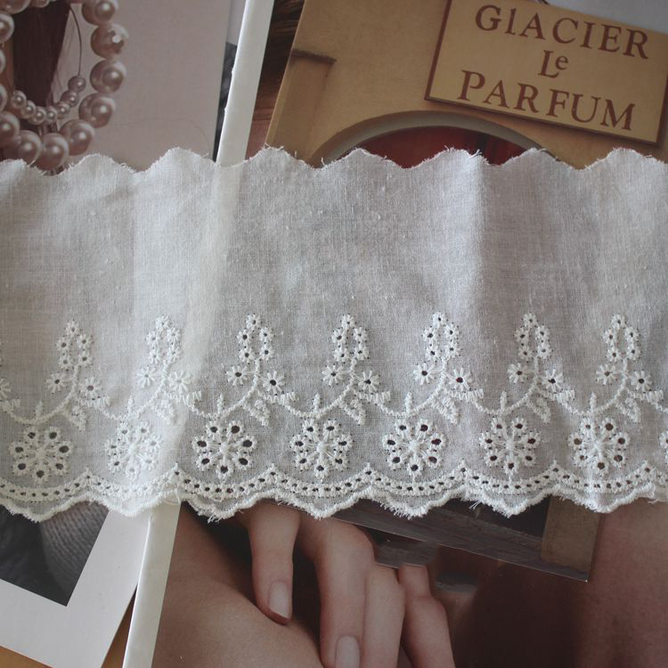 Embroidery Cotton Lace Width 9-11 cm EF0018-Lace Fabric Shop
