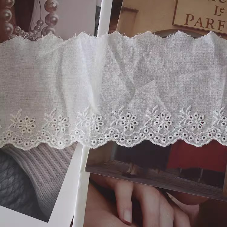 Embroidery Cotton Lace Width 9-11 cm EF0018-Lace Fabric Shop