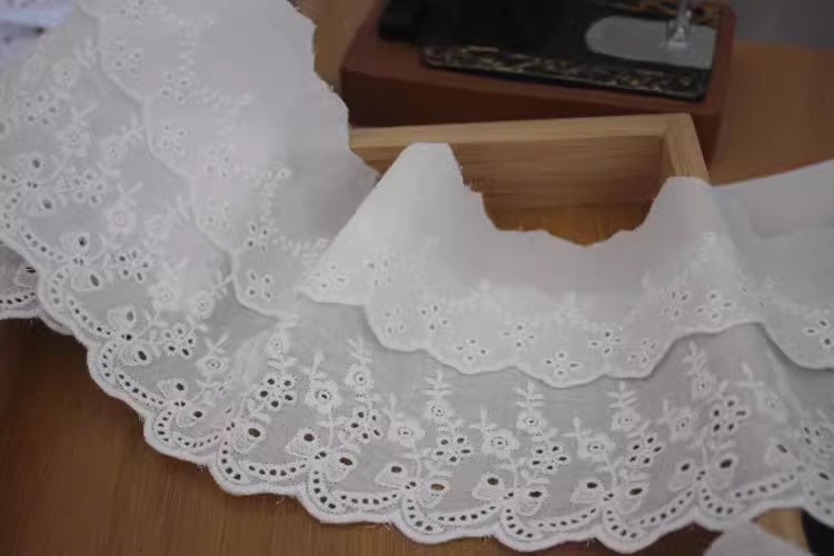 Embroidery Cotton Trim Width 8-14 cm EF0028-Lace Fabric Shop