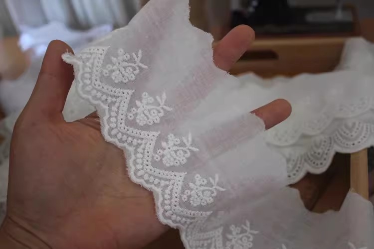 Embroidery Cotton Trim Width 8-14 cm EF0028-Lace Fabric Shop