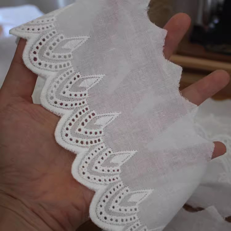 Embroidery Cotton Trim Width 8-14 cm EF0028-Lace Fabric Shop