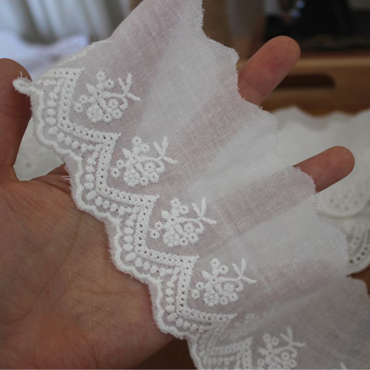 Embroidery Cotton Trim Width 8-14 cm EF0028-Lace Fabric Shop