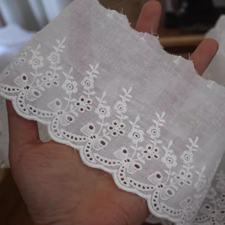 Embroidery Cotton Trim Width 8-14 cm EF0028-Lace Fabric Shop