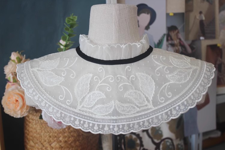 Embroidery Eyelet Cotton Lace Collar Fabric EF0035-Lace Fabric Shop