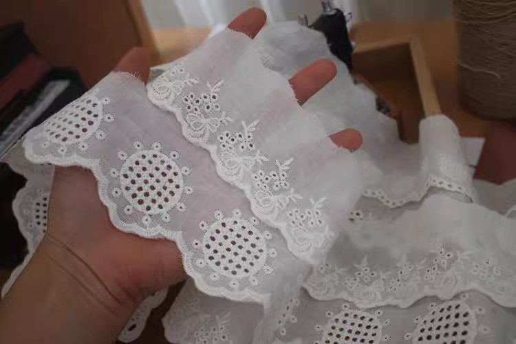 Embroidery Eyelet Fabric Trim Width 6 cm EF0030-Lace Fabric Shop
