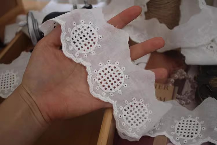 Embroidery Eyelet Fabric Trim Width 6 cm EF0030-Lace Fabric Shop