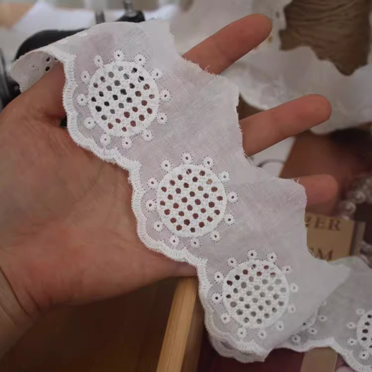 Embroidery Eyelet Fabric Trim Width 6 cm EF0030-Lace Fabric Shop