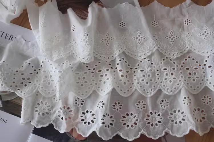 Eyelet Cotton Lace Trimming Width 13-15 cm EF0093-Lace Fabric Shop