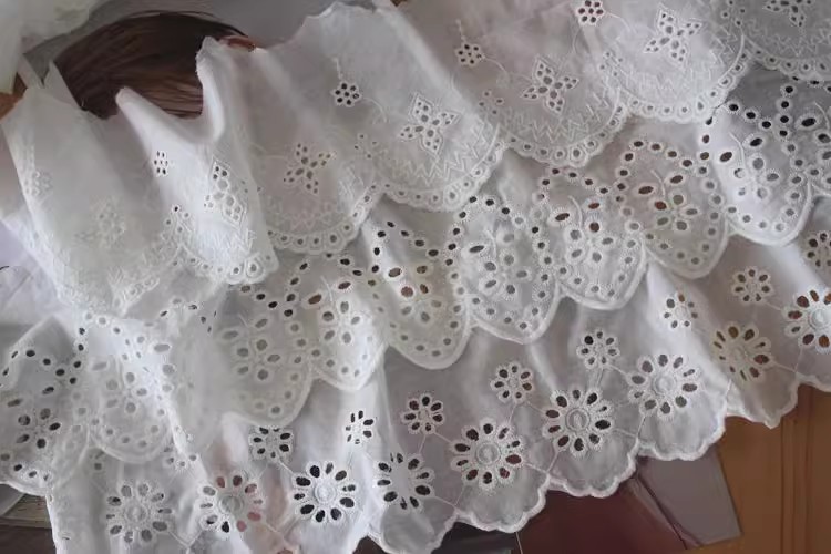 Eyelet Cotton Lace Trimming Width 13-15 cm EF0093-Lace Fabric Shop