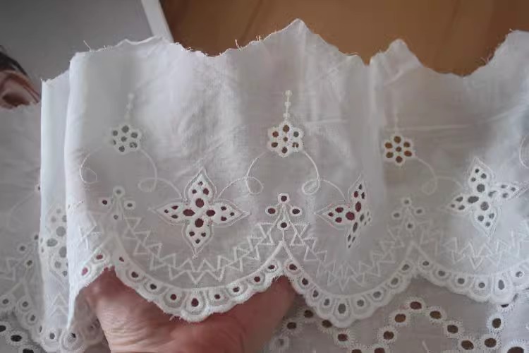 Eyelet Cotton Lace Trimming Width 13-15 cm EF0093-Lace Fabric Shop