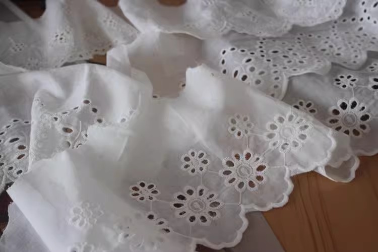Eyelet Cotton Lace Trimming Width 13-15 cm EF0093-Lace Fabric Shop