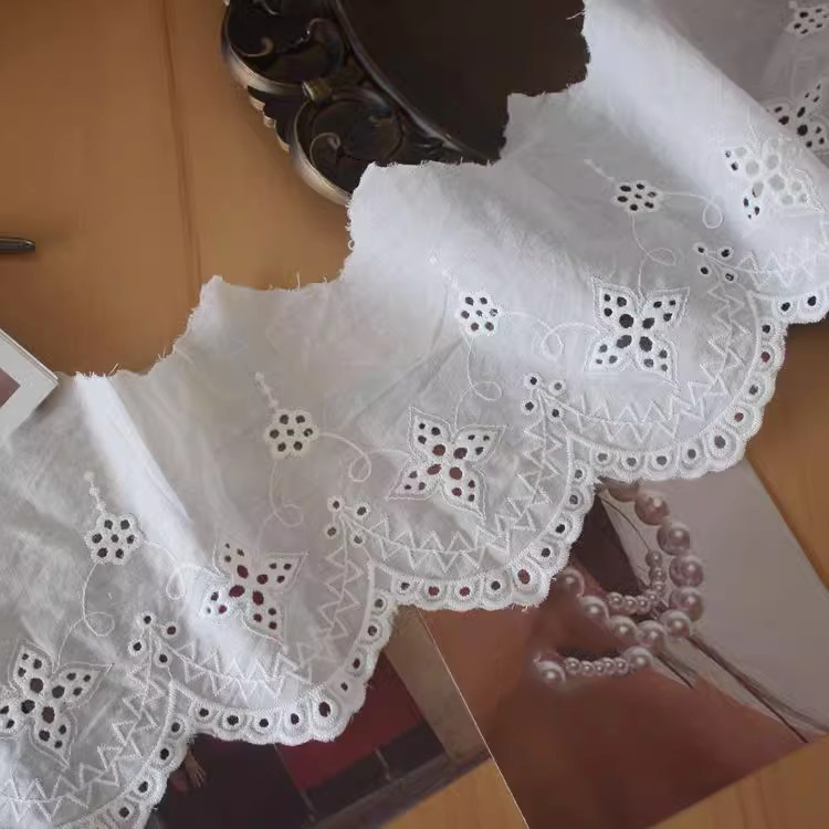 Eyelet Cotton Lace Trimming Width 13-15 cm EF0093-Lace Fabric Shop