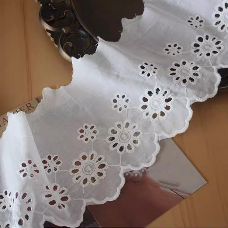 Eyelet Cotton Lace Trimming Width 13-15 cm EF0093-Lace Fabric Shop