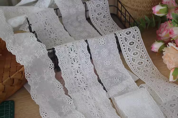Embroidery Eyelet Trim Width 6-8 cm EF0012-Lace Fabric Shop