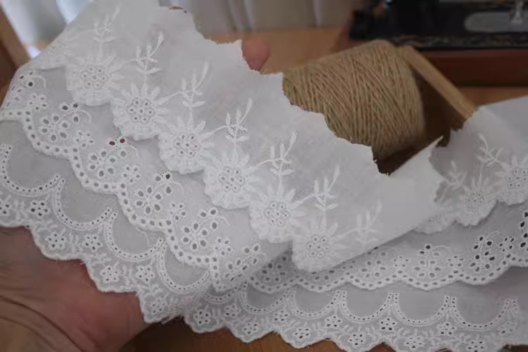 Embroidery Guipure Eyelet Fabric Width 3-7 cm EF0054-Lace Fabric Shop