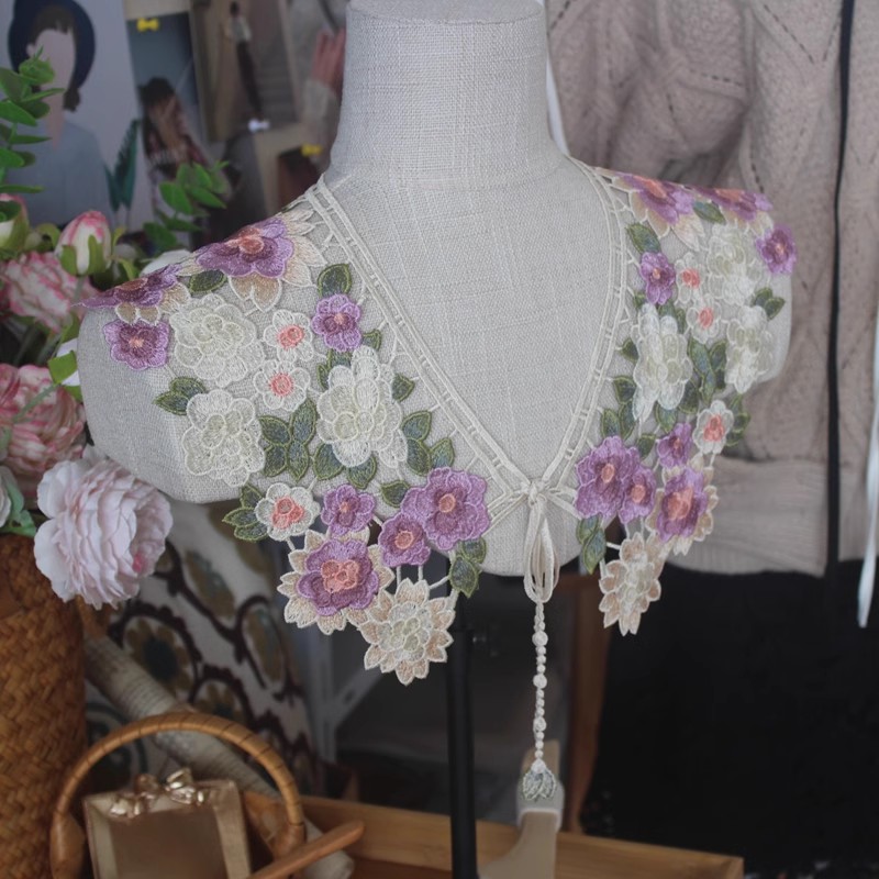 Embroidery Guipure Lace Eyelet Fabric Collar EF0060-Lace Fabric Shop