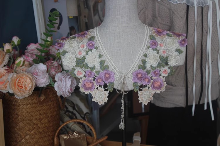 Embroidery Guipure Lace Eyelet Fabric Collar EF0060-Lace Fabric Shop