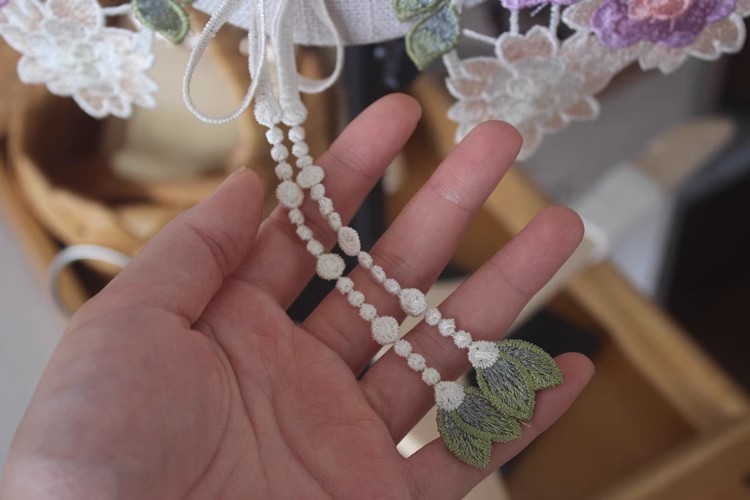 Embroidery Guipure Lace Eyelet Fabric Collar EF0060-Lace Fabric Shop