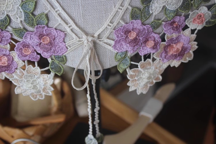 Embroidery Guipure Lace Eyelet Fabric Collar EF0060-Lace Fabric Shop