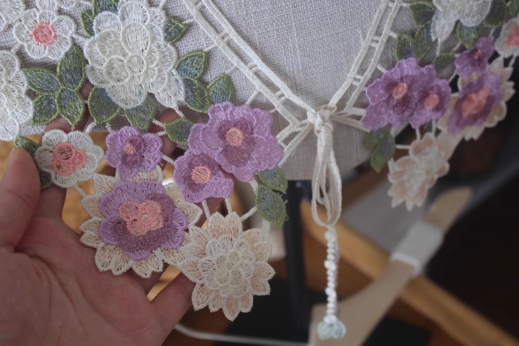 Embroidery Guipure Lace Eyelet Fabric Collar EF0060-Lace Fabric Shop