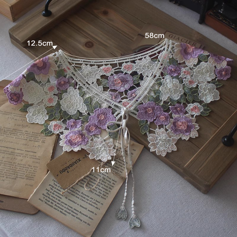Embroidery Guipure Lace Eyelet Fabric Collar EF0060-Lace Fabric Shop