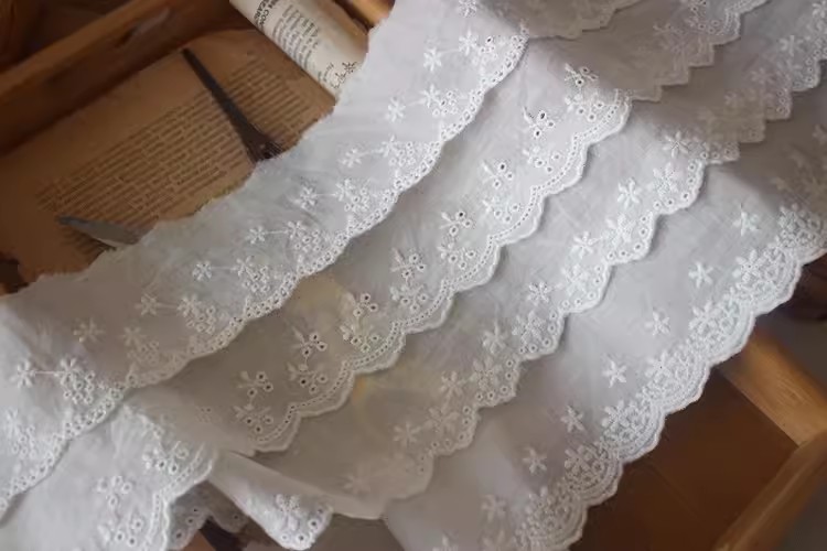 Embroidery Trim Cotton Lace Fabric Width 7 cm EF0108