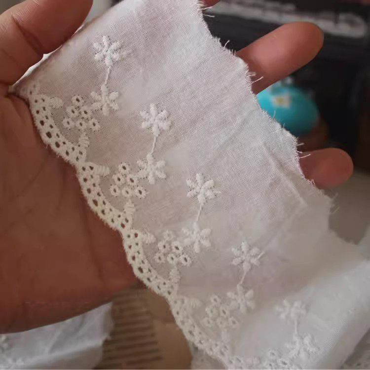 Embroidery Trim Cotton Lace Fabric Width 7 cm EF0108