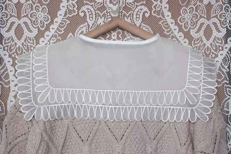 Embroidery White Black Collar Eyelet Fabric EF0082-Lace Fabric Shop
