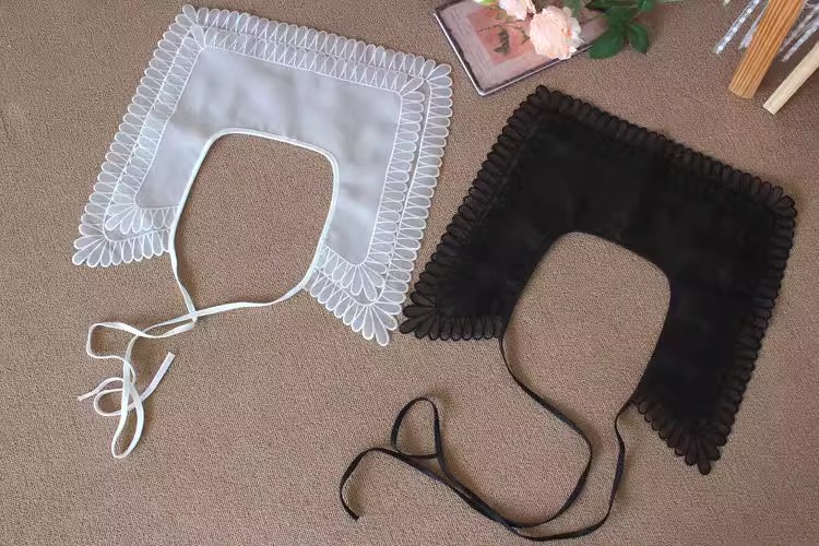 Embroidery White Black Collar Eyelet Fabric EF0082-Lace Fabric Shop