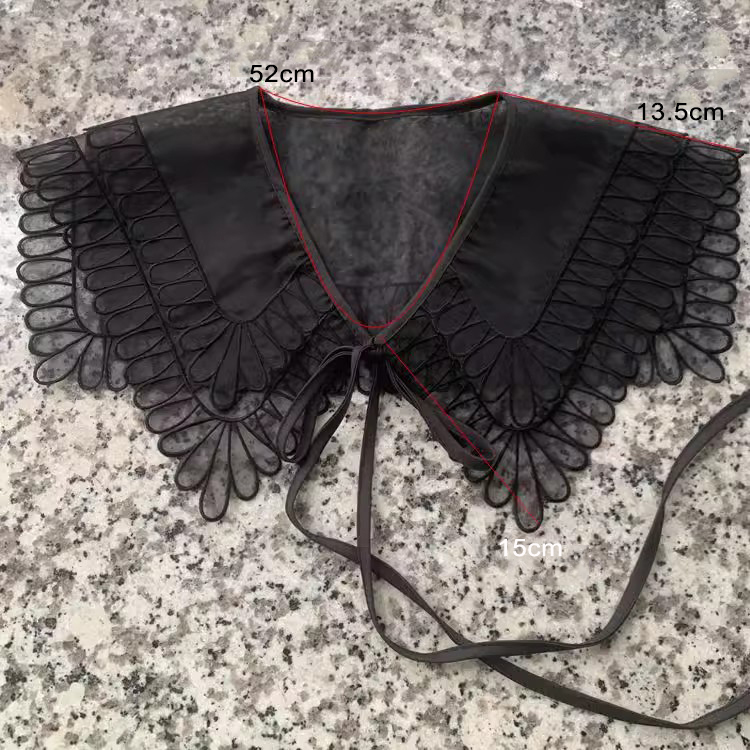 Embroidery White Black Collar Eyelet Fabric EF0082-Lace Fabric Shop