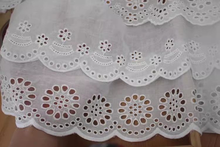 Embroidery White Eyelet Fabric Width 8 cm EF0017-Lace Fabric Shop