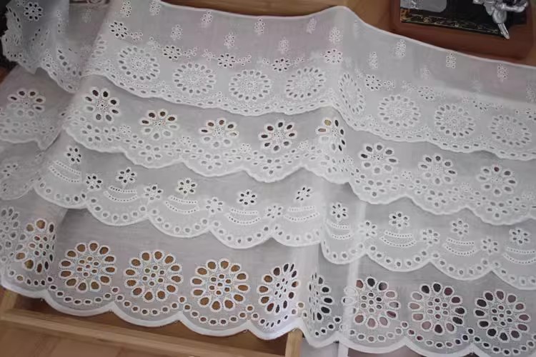 Embroidery White Eyelet Fabric Width 8 cm EF0017-Lace Fabric Shop