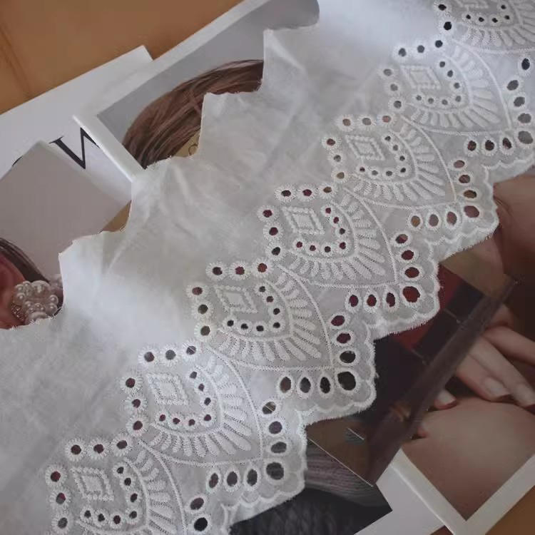 Eyelet Lace Trimming Width 12-15 cm EF0025-Lace Fabric Shop
