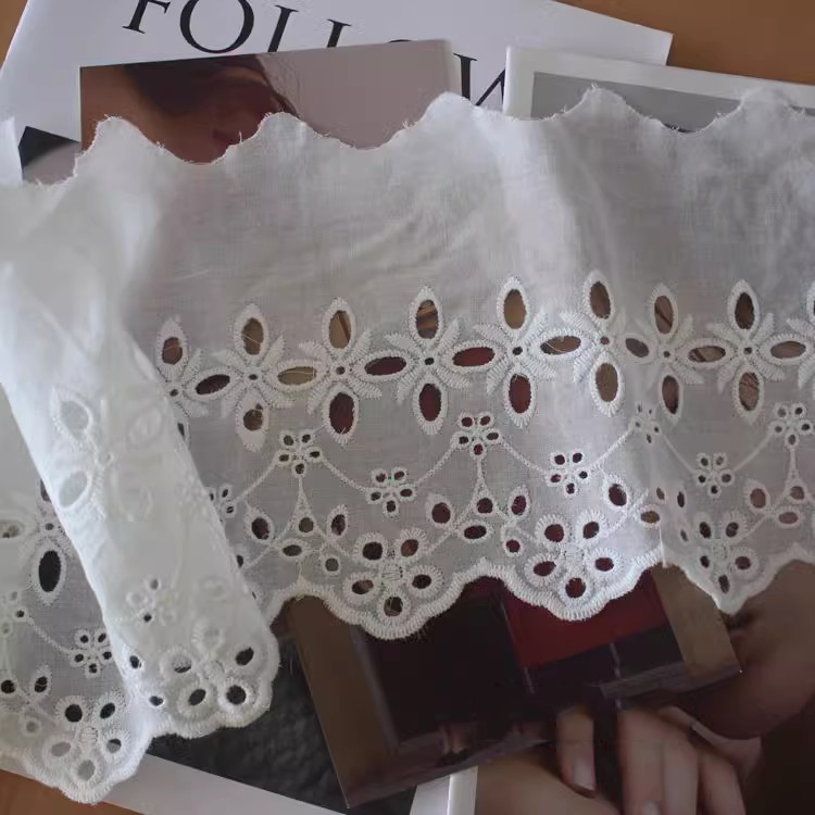 Eyelet Lace Trimming Width 12-15 cm EF0025-Lace Fabric Shop