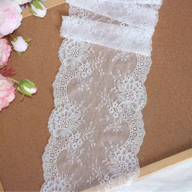 Floral Elastic Border Lace Trim Width 19 cm LT0393