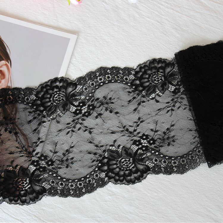 Floral Elastic Border Lace Trim Width 19 cm LT0393