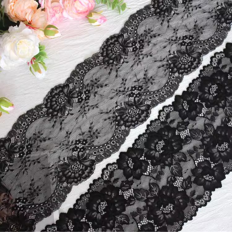 Floral Elastic Border Lace Trim Width 19 cm LT0393