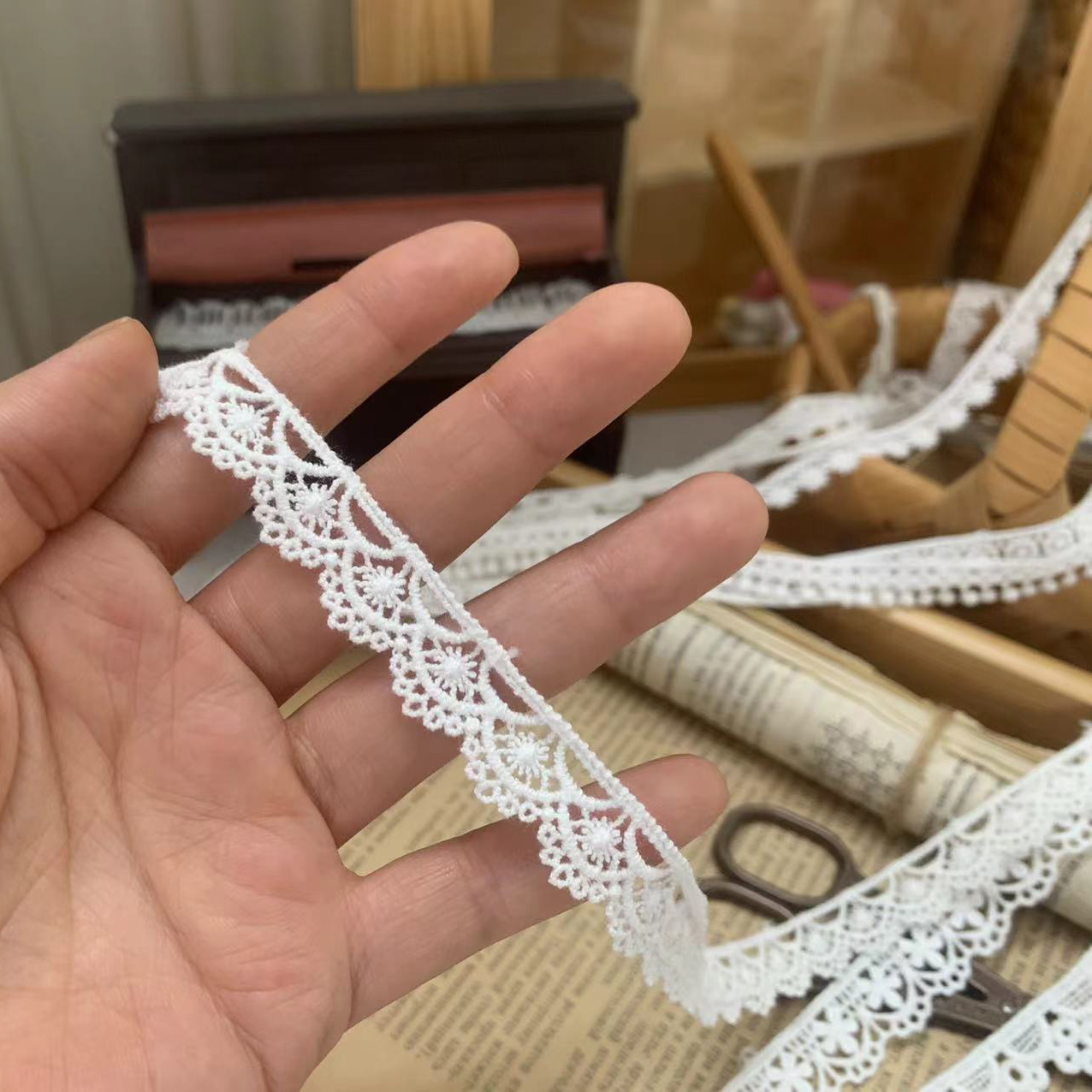 Floral Guipure Decorative Lace Trim Ribbon for Sewing & DIY Crafts Width 1-2 cm LT0027 - Lace Fabric Shop