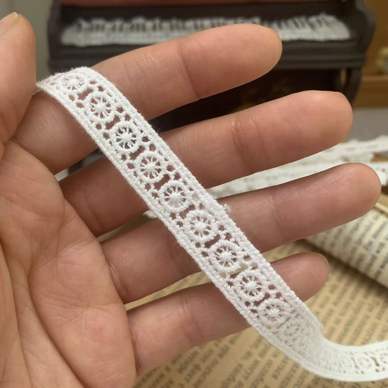 Floral Guipure Decorative Lace Trim Ribbon for Sewing & DIY Crafts Width 1-2 cm LT0027 - Lace Fabric Shop