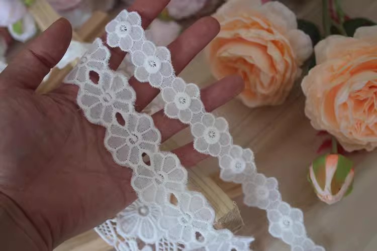 Floral Lace Eyelet Fabric Width 2-6 cm EF0039-Lace Fabric Shop