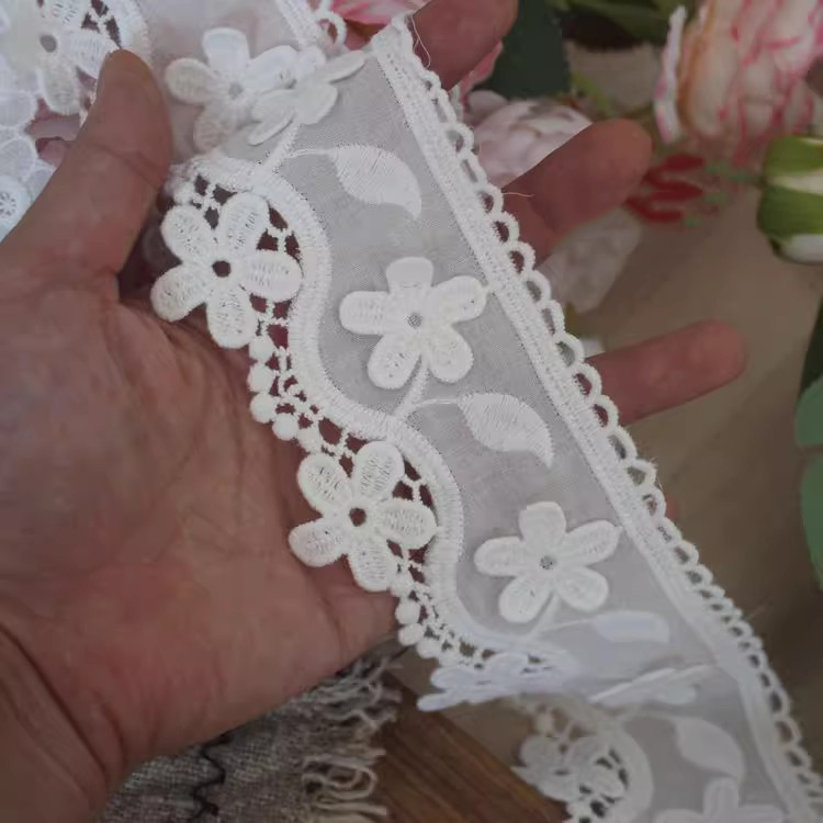 Floral Lace Eyelet Fabric Width 2-6 cm EF0039-Lace Fabric Shop