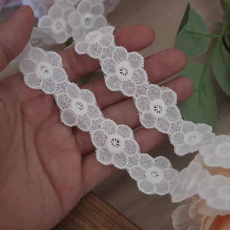 Floral Lace Eyelet Fabric Width 2-6 cm EF0039-Lace Fabric Shop