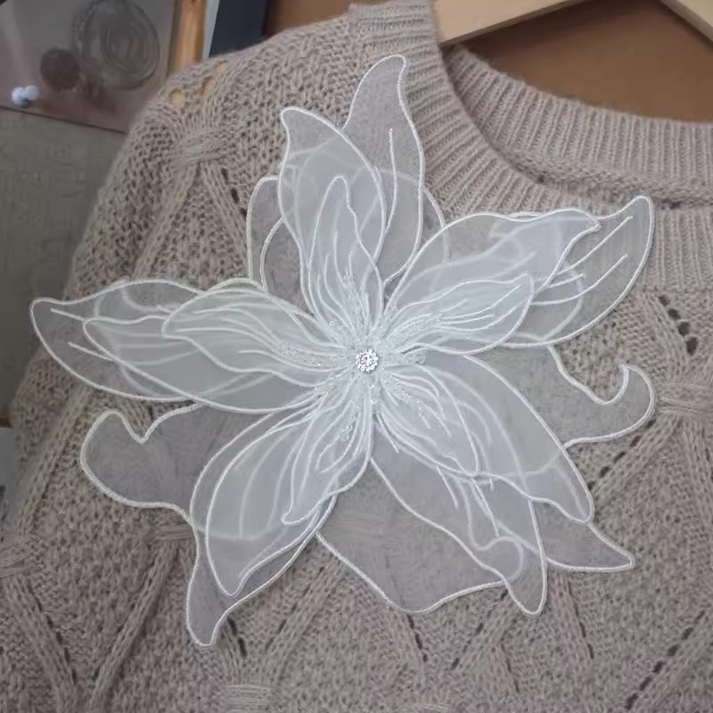 Flower Embroidery Patches With Beads EA0031