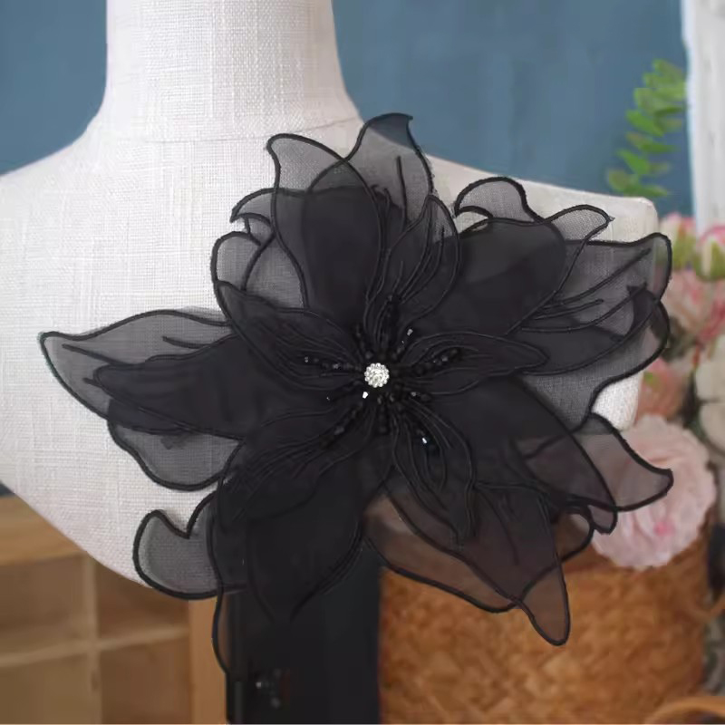 Flower Embroidery Patches With Beads EA0031