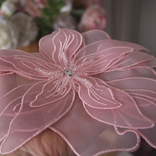 Flower Embroidery Patches With Beads EA0031