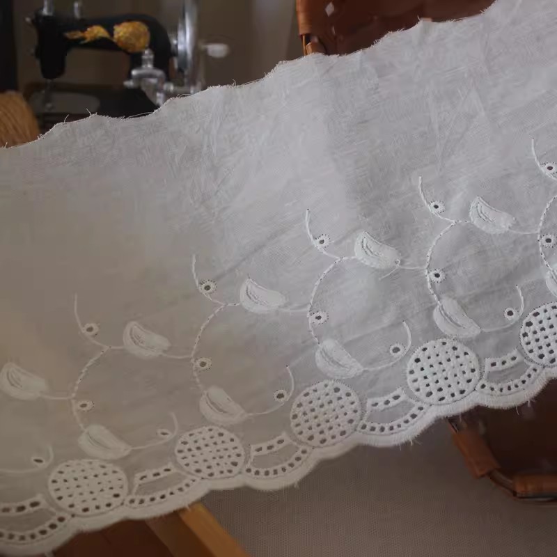 Flower Eyelets Cotton Lace Trim Width 18 cm EF0118