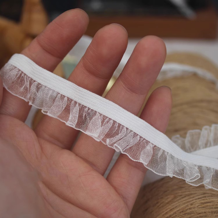 Gathered Stretch Lace Trim Ribbon Width 1-2 cm LT0424