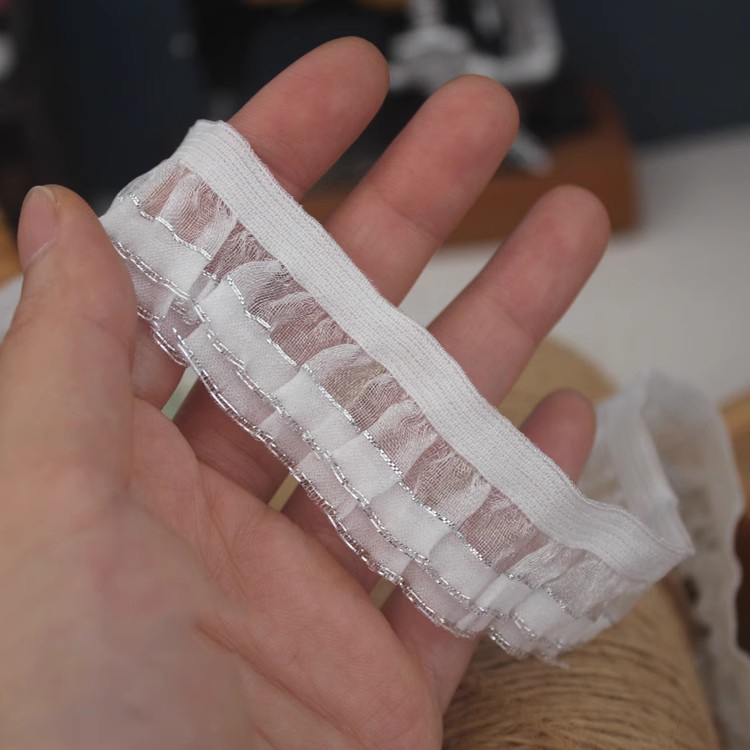 Gathered Stretch Lace Trim Ribbon Width 1-2 cm LT0424