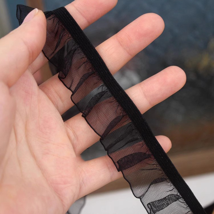 Gathered Stretch Lace Trim Ribbon Width 1.5 cm LT0427